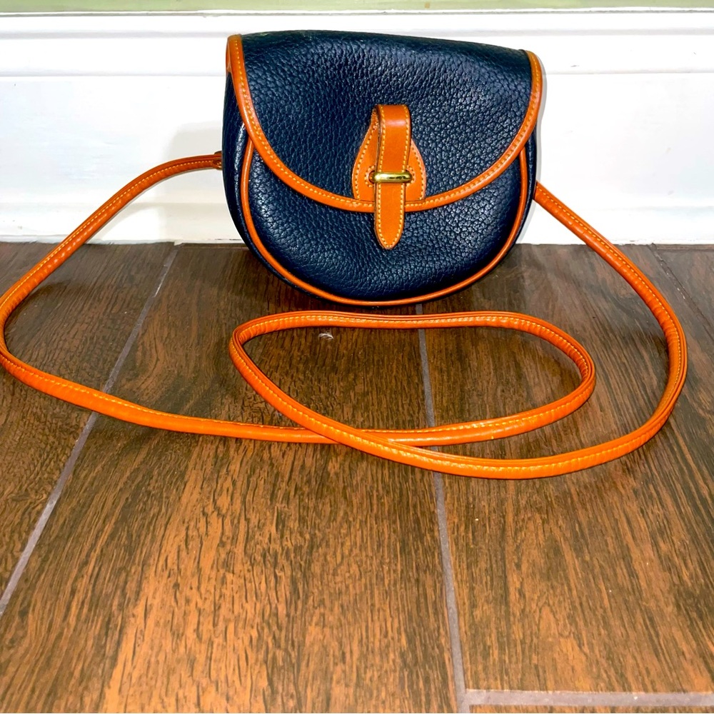 *RARE*VTG Dooney and Bourke  Mini Pebble Leather Flap Blue Crossbody Y2K…